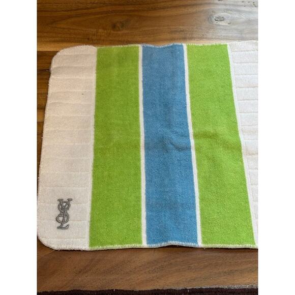 Vintage 1970s Yves Saint Laurent Fieldcrest Washcloth Blue and Green - Picture 1 of 4